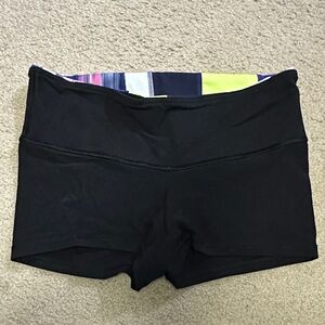 Lululemon Black Reversible Shorts with Multicolor Waistband